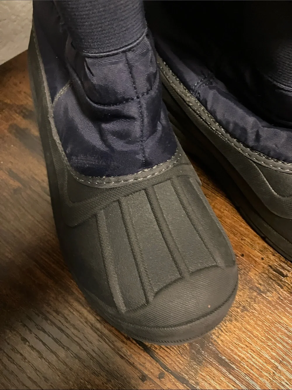 Navy Kids Waterproof Snow Boots with Hook-and-Loop Closure